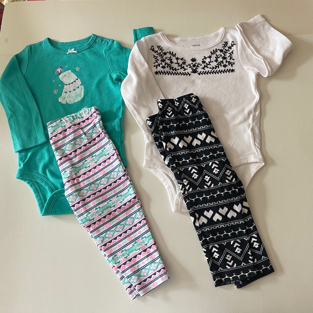 Carter’s Girls 12 Months Outfits -4 piece lot EUC